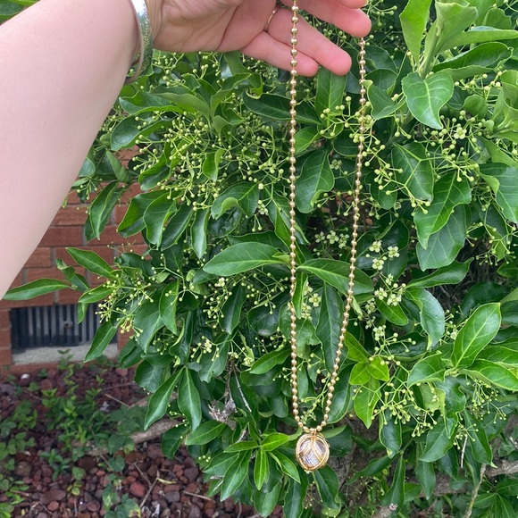 CHRISTIAN DIOR Necklace CD Logo Double Pendant Sphere Gold Chain - Picture 6 of 17